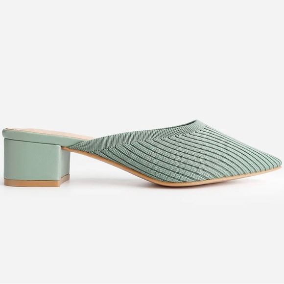 *NEW* TIJN Pointed Toe Heeled Mules sandals Sage Green - Picture 12 of 16